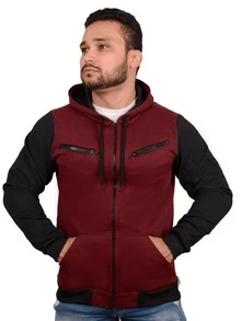 Sweatshirt Coat Cold Weather Blouse Sports Jacket Open Tracksuit - Burdeos - Ver 2