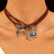 10 件/50 件复古牛仔帽形金属饰物，2.2 * 1.3 厘米合金吊坠装饰，适用于休闲服装、珠宝、摇滚和嘻哈耳环、项链、包包 - A3690 - 查看 6