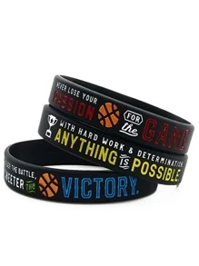 1 pièce/3 pièces Bracelet en silicone Victoire au basketball Rien n'est impossible