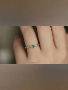 1pc 925 Sterling Silver Fashion Horse Eye Four Claw Emerald Ring Women Daily Commuter Versatile Ring Party Accessory Ladies High Quality Ring Wedding Engagement Anniversary Gifts Fine Jewelry Gift - Green Marquise Four-prong Gemstone Ring - View 7