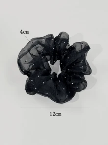1/2/4pcs Hair Scrunchies, Women Rhinestone Mesh Hair Ties, Simple Ponytail & Bun Holders ,Scrunchy Head Accessories