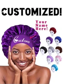 [Customized]1/2Pcs Custom Name Silk Bonnet For Sleeping Women, Customized Name Satin Bonnet, Personalized Hair Bonnet With Name, Customizable Women'S Beauty Hat, Customized Valentine'S Day