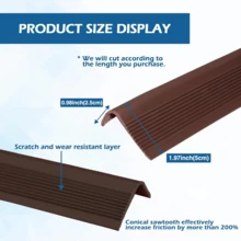 1 pezzo di 1m/3,3ft di battiscopa in gomma per scale, protezione antiscivolo autoadesiva per bordi gradini, coprinaso adesivo per scale interne ed esterne
