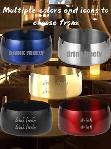 Customized Stainless Steel Windproof Ashtray (1/2/10 Pcs), Personalized Ashtray, Great Gift For Men, Customized For Store, Brand, Text & Graphic Design