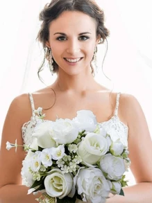 1 pièce Bouquet de mariage pour la mariée aux fleurs de Gypsophile roses, bouquet blanc pour la mariée, bouquet de fleurs artificielles pour le mariage, bouquet de demoiselle d'honneur avec ruban de soie, Saint-Valentin, décoration de bouquet de roses en perle, dentelle et maille