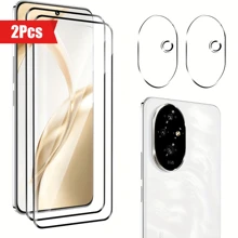 2+2 Piezas Protector de Pantalla para Honor 200 5G/400Pro, con Protector de Lente de Cámara, Dureza 9H, Película de Vidrio Templado Anti-Arañazos, Compatible con Funda de Teléfono, Anti-Huellas Dactilares. Protector de Lente de Cámara Honor 200 Pro Apto para Honor 200 Lite/Honor 200 Protector de Pantalla de Vidrio Templado