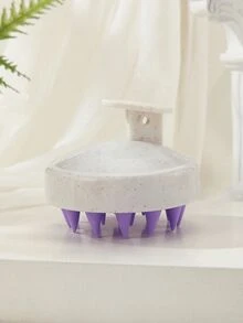 1 件头皮按摩洗发刷，硅胶洗发刷头皮清洁软浴梳美发工具、包、收纳、存储、发夹 - 米紫色 - 查看 5