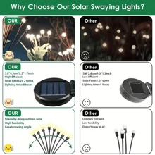 Luces solares de decoración para el jardín exterior, Luces solares de luciérnagas LED 6/8/10, Luces solares oscilantes de luciérnagas para el patio, camino y decoración de plantas, Luces de jardín solares