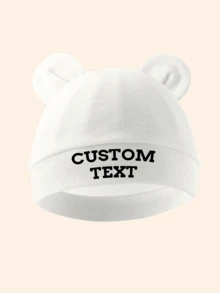 1顶定制婴儿帽，可爱耳朵设计，新生儿医院帽，男女宝宝日常佩戴，防刮保暖，四季皆宜，是定制私人礼物、返校季礼物、冬季礼物、情人节礼物的理想之选。多功能、装饰性强、字母精致、时尚、婴儿时尚、柔软舒适、色彩缤纷、可爱、独特、现代、色彩鲜艳、可爱、儿童女童服装 - 彩色 - 查看 10