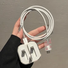 3件套粉色蝴蝶结/爱心透明/花朵图案充电器保护套，兼容 18W/20W充电器 - 包含数据线和电源线保护套，完美礼品之选 - 無色 - 查看 3