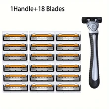 3-Blade Stainless Steel Disposable Razors For Men, Odorless, Washable, Beard & Stubble Trimmer, Suitable For Normal Skin Types, Plastic Handle, Manual Shaving Tool Set With Multiple Replacement Blades