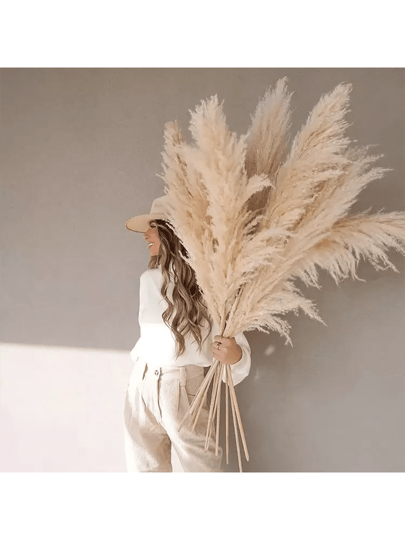 6/10 piezas de 32 pulgadas Hierba Pampa esponjosa, ramo de Hierba Pampa seca, decoración de boda bohemia, decoración de interiores, sala de estar, jarrón, decoraciones de granja, decoración de otoño