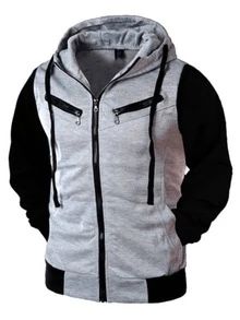 Sweatshirt Coat Cold Weather Blouse Sports Jacket Open Tracksuit - Grey - View 1