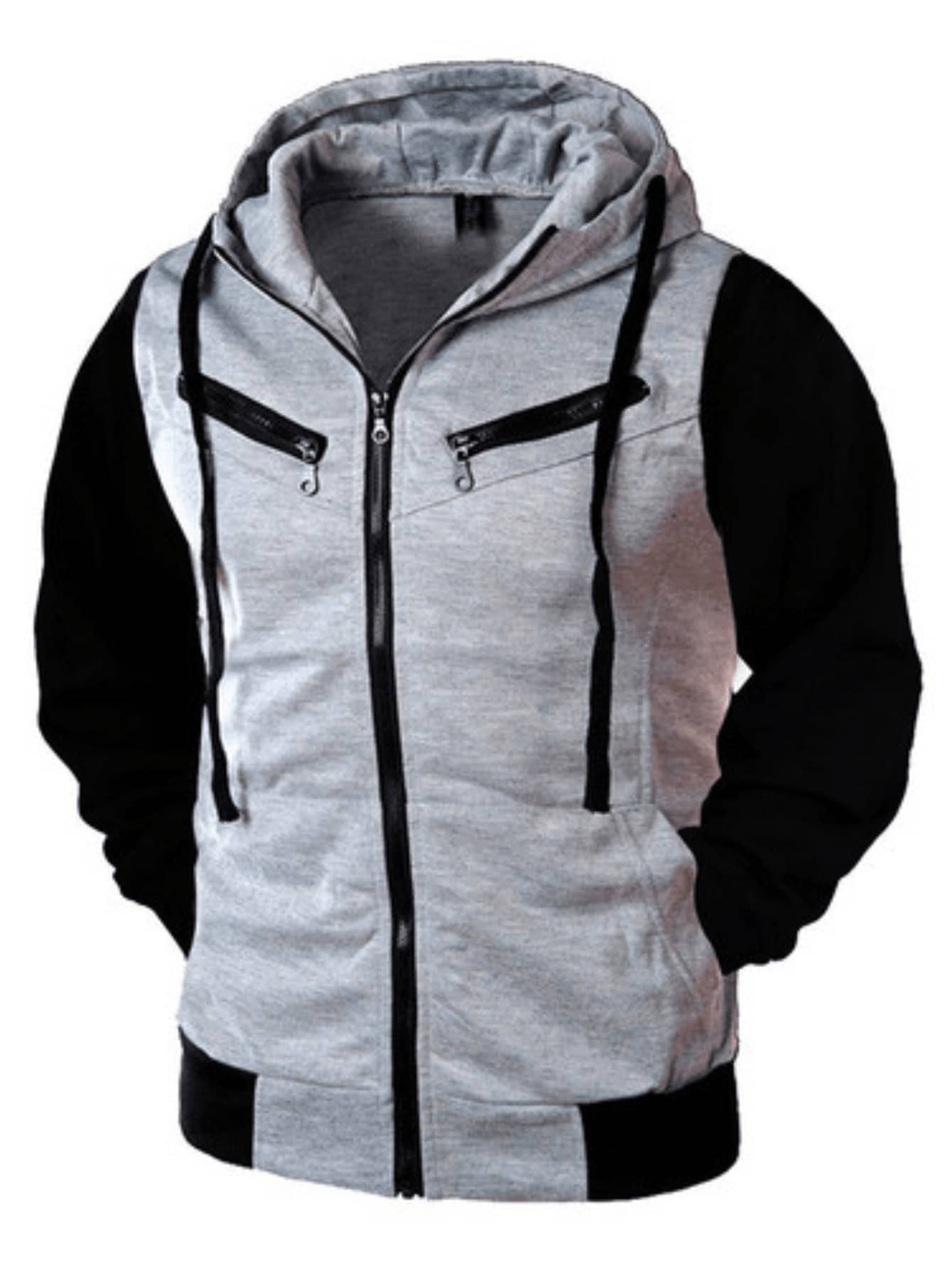 Sweatshirt Coat Cold Weather Blouse Sports Jacket Open Tracksuit - Grey - View 1