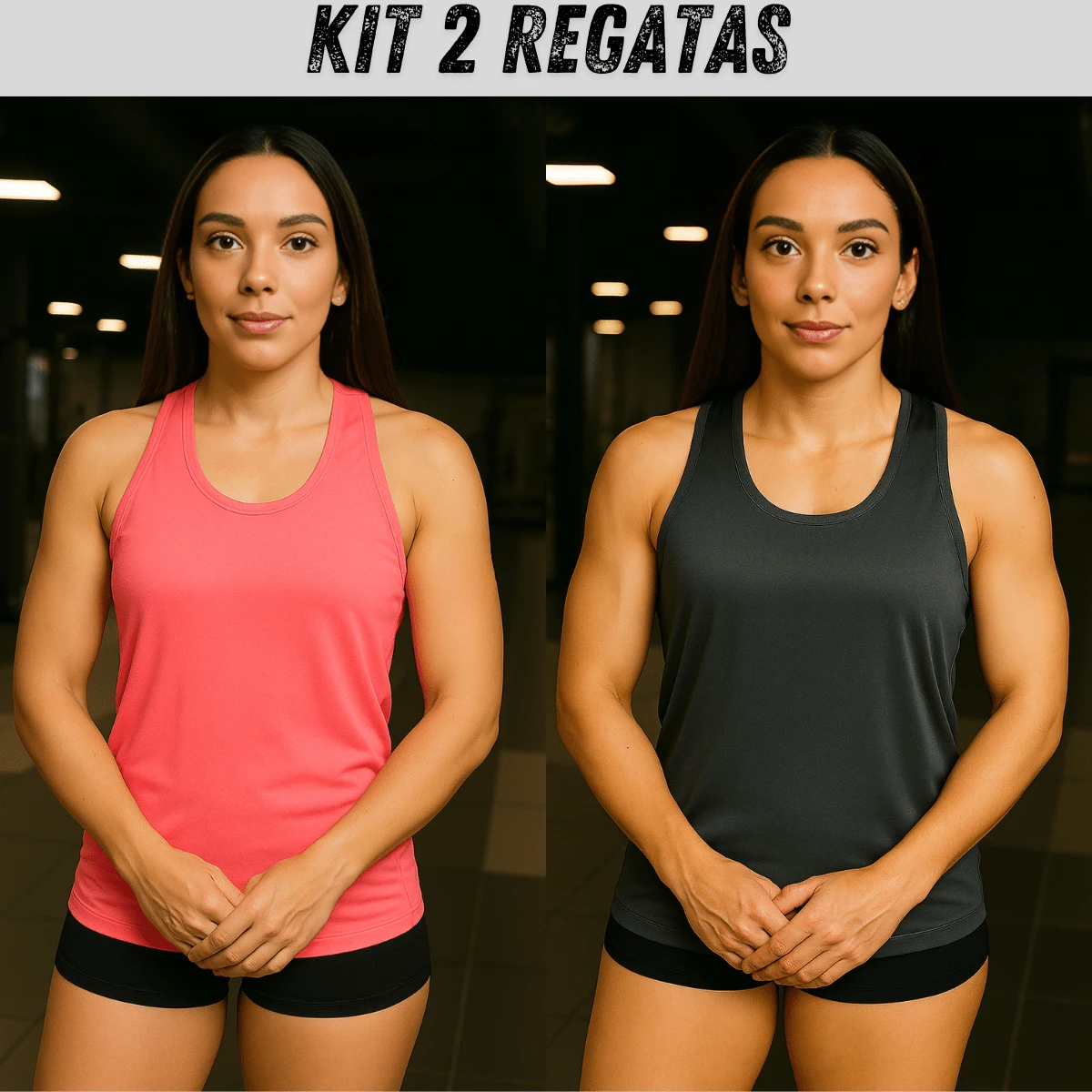 Kit 2 Women's Tank Tops Swimmer Dry Top Gym Fitness Training - Bold Plum - 查看 1