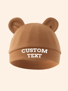 1顶定制婴儿帽，可爱耳朵设计，新生儿医院帽，男女宝宝日常佩戴，防刮保暖，四季皆宜，是定制私人礼物、返校季礼物、冬季礼物、情人节礼物的理想之选。多功能、装饰性强、字母精致、时尚、婴儿时尚、柔软舒适、色彩缤纷、可爱、独特、现代、色彩鲜艳、可爱、儿童女童服装 - 彩色 - 查看 11