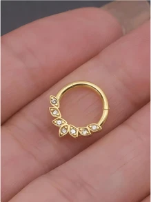 1 peça elegante piercing de nariz com zircônia em folha dourada, joia de piercing de argola ajustável para nariz