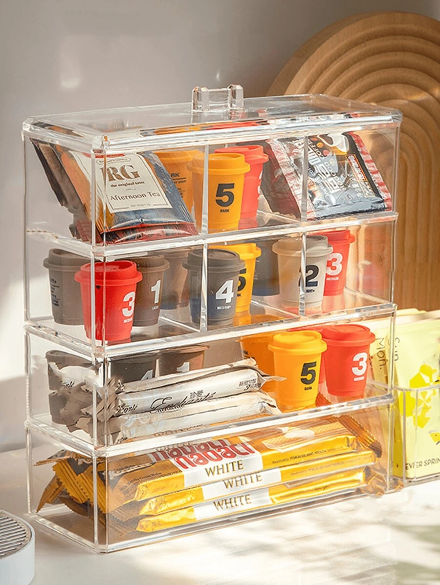 1 pièce Boîte de rangement rectangulaire avec couvercle en matière PP transparente ! Cette boîte de rangement, fabriquée dans un matériau PP durable, est conçue pour les amateurs de thé. Le design transparent et le couvercle inclus vous permettent de stocker et de visualiser facilement vos sachets de thé, mélanges de boissons et petits paquets d'assaisonnement. De retour à l'école
