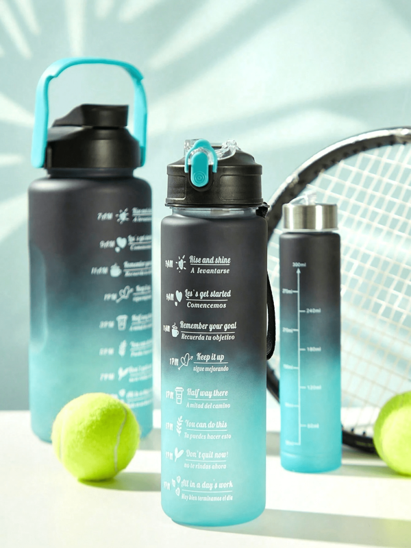 1pc 300/800/2000ml Large Capacity Gradient Water Bottle, Portable Outdoor Travel Sports Straw Cup