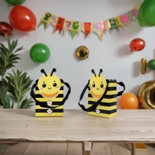 20PCS Honey Bee Small Gift Bags With Handles Bee Bags For Party Favor Bee Paper Bags For Bee Party Decorations Bee Candy Goodie Bag For Birthday Wedding Party Supplies