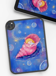 1 Peça Capa de Tablet com Elemento de Concha de Sereia Fofa, Ilustração Interessante de Estilo Cartoon do Bottom do Mar Azul, Proteção Contra Queda de 360 Graus para iPad de 10th Geração de 10.9", Capa de Tablet de Couro Portátil para iPad de 10.2" com Proteção