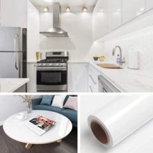 1 Roll Of Peeled And Glued Kitchen Wallpaper, Oil-Proof And Waterproof Wall Vinyl Contact Paper, Easy To Apply To Countertops And Furniture, Removable PVC Wall Decals For Home Decoration And Room Decoration Wall Paper Wall Stickers Wall Decor Wall Sticker - White - View 4