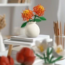 120+ 件迷你花朵积木套装，DIY 组装，逼真的花卉装饰，适合送给朋友、生日、情人节、婚礼的创意礼物 - 花瓶款 - 查看 8