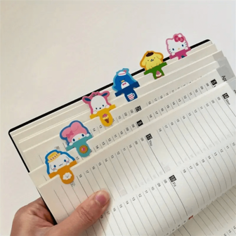 Sanrio Sanrio 6-Piece Melody Set,Hello Kitty,Bookmark, Small Hollow Insertion Bookmark, Textbook Notes, Novel Bookshelf