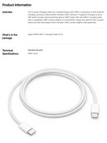 240W USB-C Ladekabel (2 Meter), Apple Ladekabel, Handy Ladekabel, Original Ladekabel - Weiss - Übersicht 5