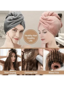 1/3pcs Ultra-Soft Microfiber Hair Turban Towel Wrap For Women - Quick Drying, Coral Velvet, 300GSM Super Absorbent, Comfortable Hair Drying Towel, Ideal Bathroom Accessory, Essential Hair Care Gift, Knitted Polyester, Low Shedding, Fragrance-Free, Suitable For Straight And Curly Hair Back To School Hair Bonnet
