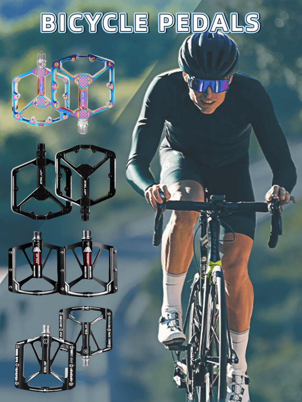 Fahrrad Pedale Rennrad Dual DU Kohlefaser Welle Aluminiumlegierung Lager rutschfeste breite Plattform Pedale MTB Bunt