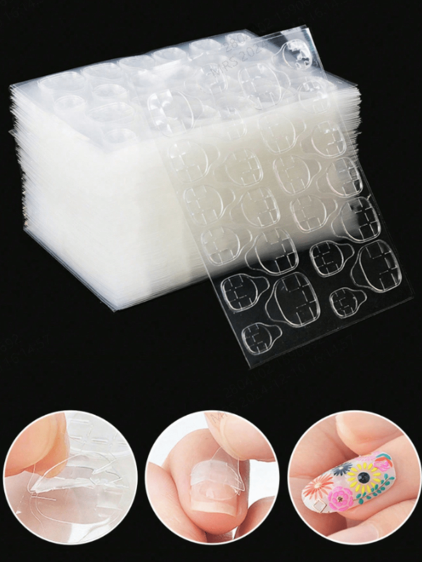 360pcs (15 Sheets)/600pcs (25Sheets)/840pcs (35Sheets)/1080pcs (45Sheets)/1320pcs (55Sheets)/1560pcs (65Sheets)Double Side Gel Nail Glue For Press On Nails Jelly Double Sided Nail Adhesives Sticky Tabs Nail Glue Sticker Nail Stickers DIY