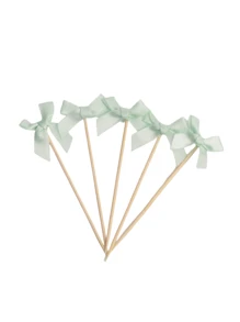 20pcs Bowknot Cake Toppers Picks Baking Cake Decorations For Party Dessert Fruit