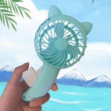1pc Big Size Cartoon Cat Handheld Fan, Cute Cat Shape Battery Operated Air Cooler For Summer