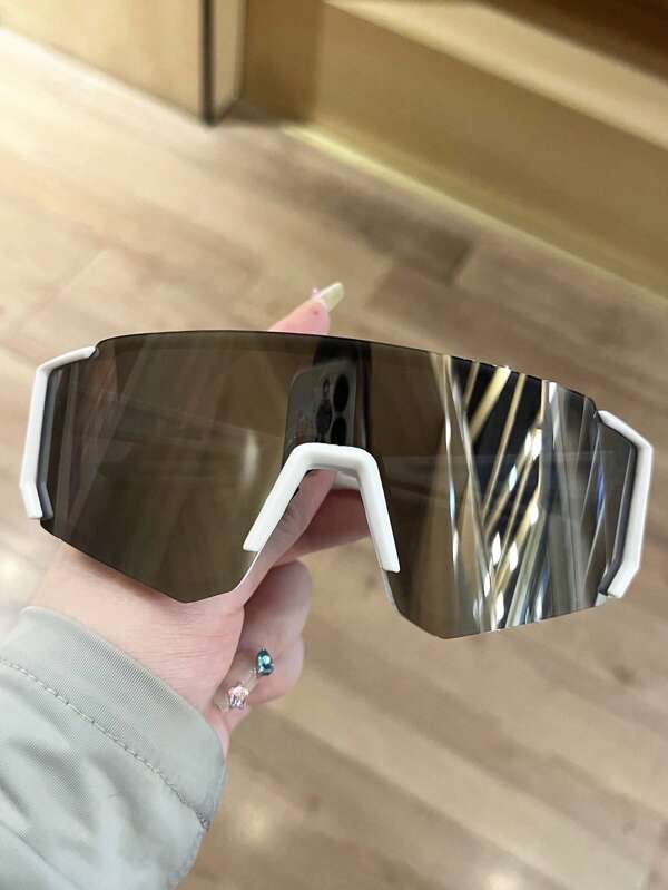 1/3pcs Men's Large Frame Sports Oversized Mirrored Lens Fashion Cycling Glasses, Suitable For Outdoor Travel