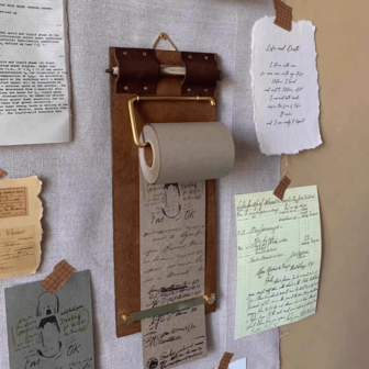 1pc Vintage Wooden Creative Memo Clip Board, Personalized Retro Tag Roll Paper Clip, Detachable Tag Roll, Wall Hanging Memo Book, Retro Tag Clip Bill Holder, Artistic Retro Wall Memo Board, Menu Loose-Leaf Binder, Multi-Function Fashionable Personalized Wall Hanging Memo Book