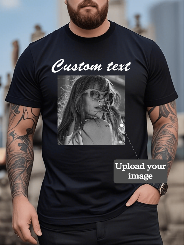 Customized Plus Size Men's T-Shirt, Personalized Graphics/Text, Plus Size Men's Clothing Custom, Loose Fit Plus Size Summer T-Shirt Custom, Upload Your Text/Message/Blessing, Selfie/Family/Logo/Pet Photo Custom, Birthday/Father's Day/Valentine's Day Custom, Team/Outdoor Wear Custom, Personalized Graphic Crew Neck Loose Fit Plus Size Short Sleeve Tee Shirt, Holiday Gift, Birthday Gift Custom, Plus Size Men's T-Shirt, T-Shirt Graphics Custom, Summer Plus Size Men's Top