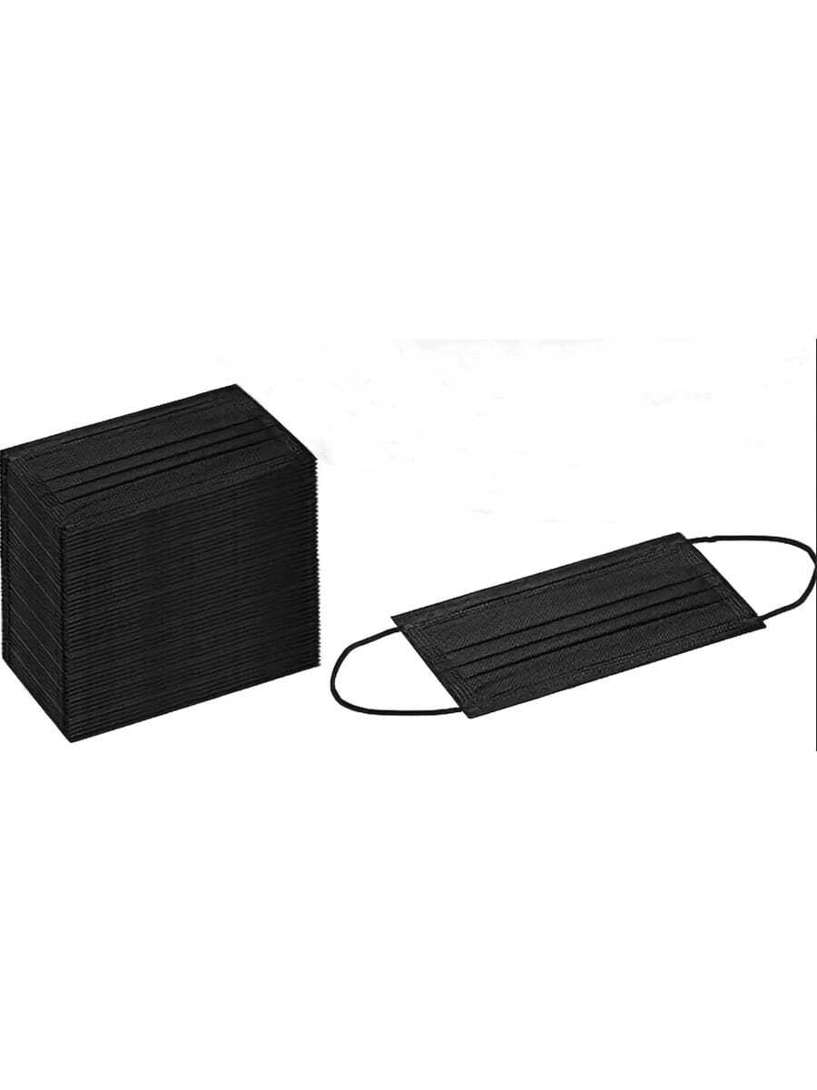 30 piezas/50 piezas/100 piezas Mascarilla desechable negra - 3 capas, transpirable y cómoda con lazos elásticos para las orejas.