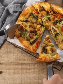 半件套不锈钢披萨刀、奶酪铲、薄底披萨刀、烘焙工具、披萨刀、母亲节礼品套装 - 黑色 - 查看 10