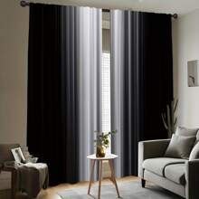 2pcs Gradient Blackout Yarn Curtains - Stylish Polyester Drapes For Bedroom & Living Room, Light-Filtering Design With Grommets, Modern Home Decor, Privacy Curtains | Versatile Window Treatment | Easyinstall Curtains