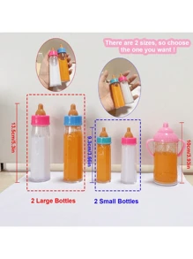 مجموعة زجاجات معجزة للحديثي الولادة + 2 ملصق DIY ، تتضمن زجاجة ، مصاصة وإكسسوارات الدمى ، مع تأثير الحليب والعصير المختفي ، مثالي للأعياد والمناسبات (اللون والطراز عشوائي)