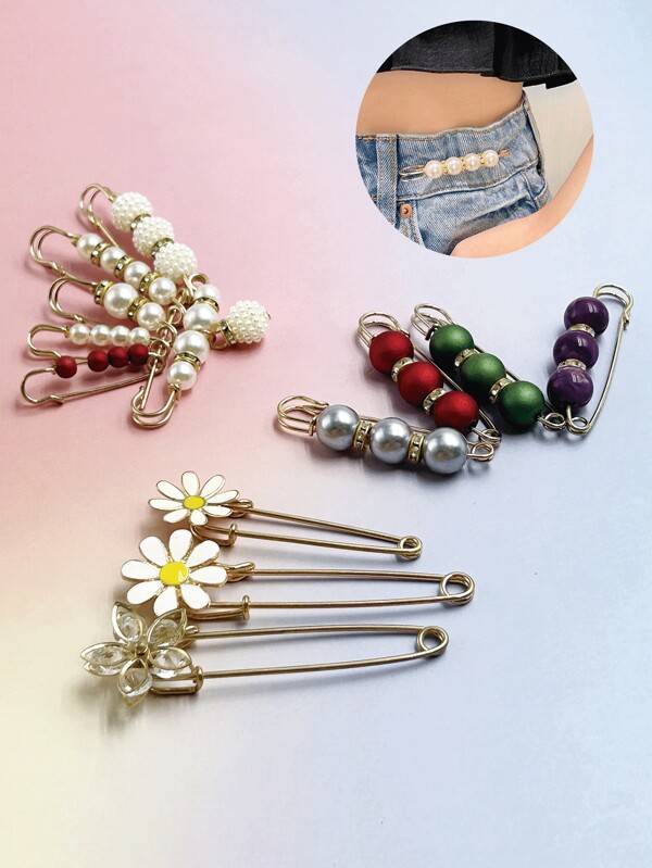 13pcs Colorful Pant Waist Clip Accessories/Clothes Waist Adjustment Clips/Anti-Exposure Brooch/Women's Pants Waist Clips