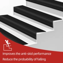 1 pezzo di 1m/3,3ft di battiscopa in gomma per scale, protezione antiscivolo autoadesiva per bordi gradini, coprinaso adesivo per scale interne ed esterne