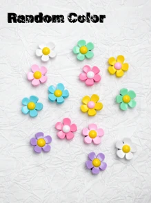 7/14pcs Cute Cartoon Flower Shoe Charms - Random Color PVC DIY Accessories, Fit For Clogs, Sandals And Beach Bags - Birthday, Christmas, Valentine's Day, Halloween Gifts, Adorable Shoes