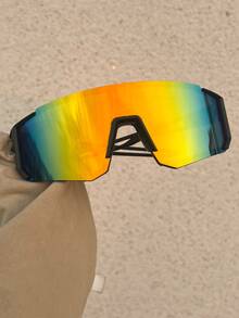 1/3pcs Men's Large Frame Sports Oversized Mirrored Lens Fashion Cycling Glasses, Suitable For Outdoor Travel - White - View 6