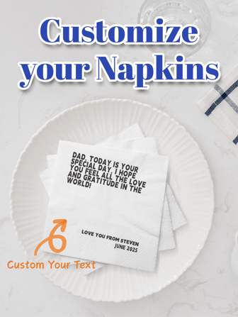 20-500 stuks gepersonaliseerde servetten voor Vaderdag, gepersonaliseerde papieren servetten met tekst, 3-laags wegwerpservetten voor drankjes en desserts, cocktailservetten voor lunch voor papa, beste vader ooit, cadeau voor vader, gepersonaliseerd cadeau voor Vaderdag
