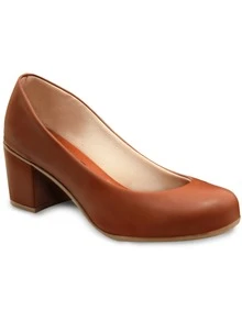 Pumps Thick Heel Doll Shoes Fashion Comfort Retro Doll Shoes High Heel Square Block Party Patent Leather And Napa Comfortable Closed Low Heel Square Shoes Elegant For Office And Work Round Toe - 焦糖棕 - 查看 1