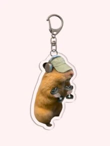 1 件全新亚克力创意表情包搞笑可爱仓鼠可爱动物主题钥匙扣吊坠，带爱心的仓鼠 / 老师仓鼠 / 红色玩具车仓鼠 / 健身房仓鼠 / 杠铃仓鼠 / 草莓帽仓鼠 / 皇帝仓鼠包挂绳带身份证夹汽车配件包饰圣诞礼物 - 彩色 - 查看 4