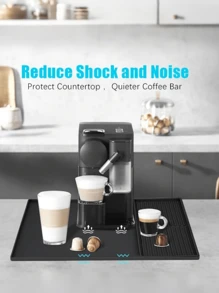 2-In-1 Silicone Coffee Mat With Raised Edges, Size 59.94x39.88cm, Designed To Protect Coffee Bar Countertops. Suitable For Coffee Machines, Espresso Machines And Saucer-Shaped Drying Mats, With Non-Slip Design And Removable Absorbent Pads, Easy To Clean, Coffee Bar Accessories Back To School