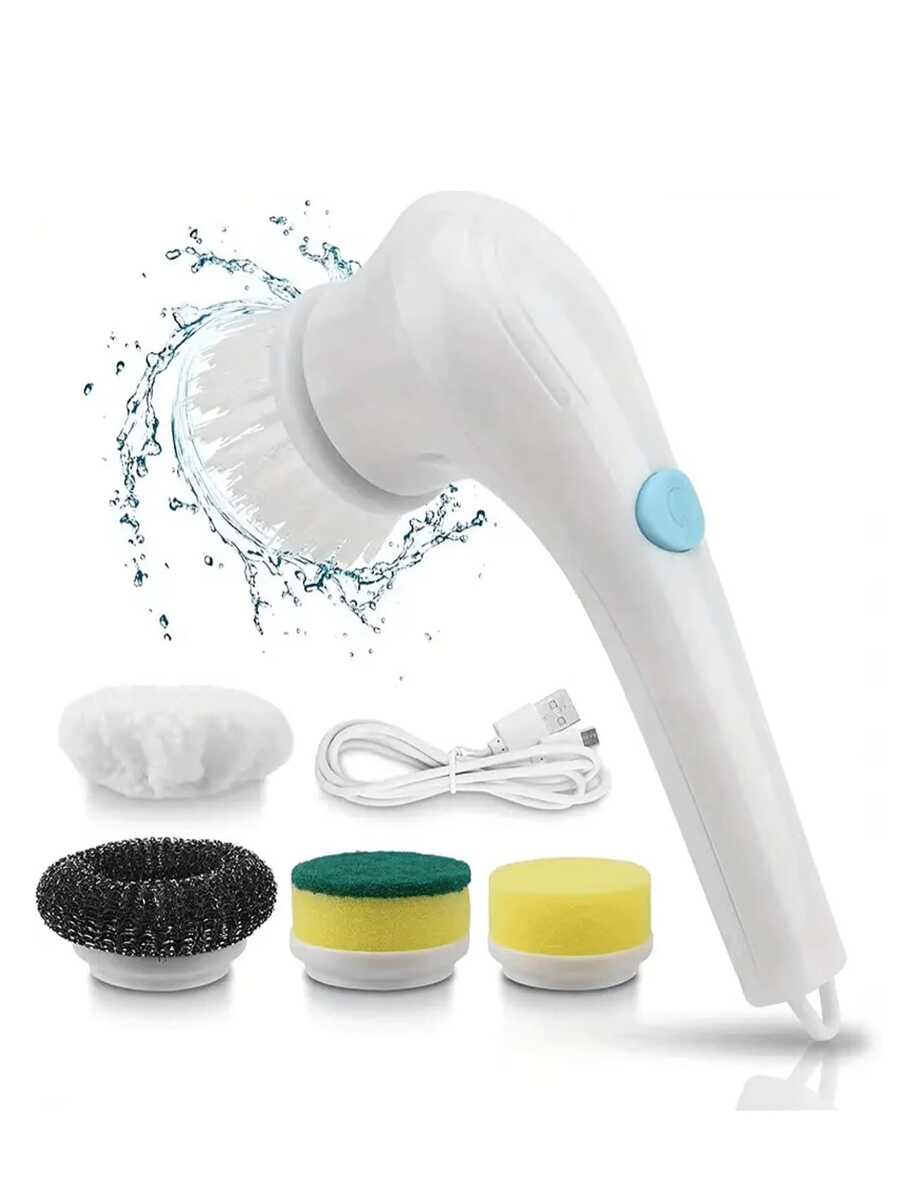 Adjustable Cleaning Brush Window Bathroom Kitchen Tool 5 In 1 Rechargeable - White - View 1